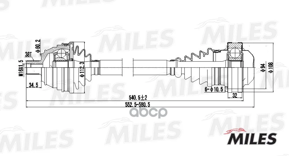 Привод В Сборе Vw Transporter Iv 1.9d-2.8 90-03 Пер. Лев./Прав. Miles Gc00138 Miles арт. GC00138