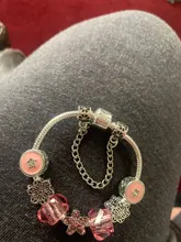 CHIELOYS-Pulseras con abalorios de estilo de dibujos animados para mujer, cuentas de cristal rosas chapadas en plata, cadena de serpiente, pulsera de marca, regalo de joyería para niños