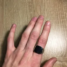 Anillo cuadrado de resina negra para hombre y mujer, joyería de dedo plateado, anillos Vintage de moda para parejas, anillos de boda para mujer
