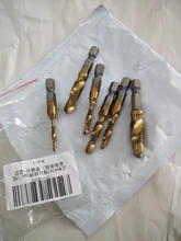 Taladro titanio plateado caña hexagonal HSS rosca de tornillo broca métrica taladro Bits máquina para tornillos compuesto M3 M4 M5 M6 M8 M10 herramientas de mano