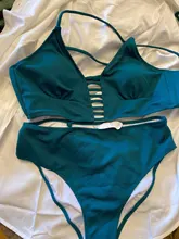 Swimsuit Bikini-Sets Bathing-Suits CUPSHE Lace-Up Two-Pieces Green Beach Sexy Women Solid