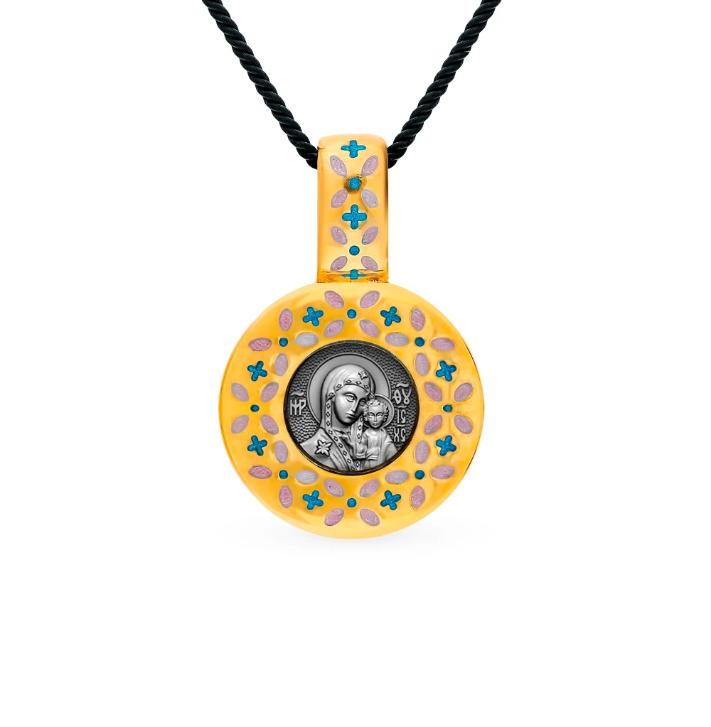 Silver Pendant &quotGod Mother of Kazan&quot with enamel sunlight sample 960 | Украшения и аксессуары