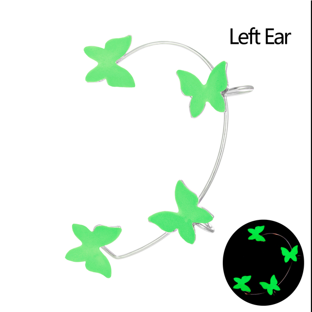 Luminous Butterfly Ear Cuff Clip For Women Copper Fake Piercing Butterfly Earring Glow In The Dark Fashion Jewelry Gift