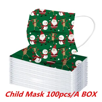 

100PCS Box Christmas Kids Disposable Mask 3 Layer Child Filter Hygiene Thicken Children's Face Mouth Mask Earloop Fast Delievry