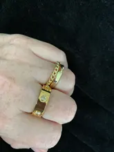 Anillo de compromiso de acero inoxidable y oro rosa para mujer, sortija de compromiso con cristales giratorios brillantes de lujo