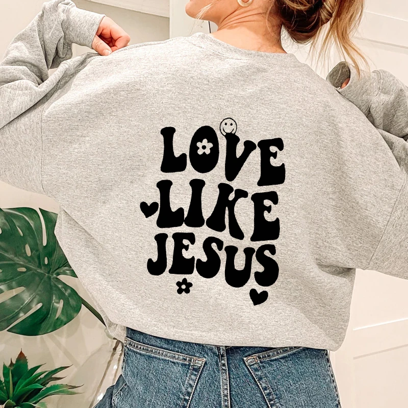 Love Like Jesus Sudadera 100% algodón para mujer, jerséis manga con cita inspiradora religiosa cristiana|Sudaderas con capucha y sudaderas| - AliExpress