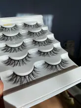 Pestañas postizas 3D, 5 pares, pelo de visón de imitación, pestañas de serie Wispies Fluffies naturales, largas y suaves, hechas a mano, pestañas negras sin crueldad