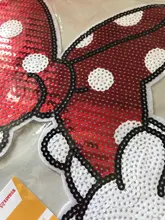 Iron on patches for clothing 25cm Dot Bow Red Sequined Fabric Sequins Strange things