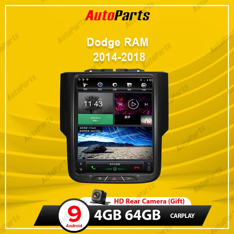 KUKUZ 10 4 &quotAndroid 9 0 Тесла стиль GPS-навигация стерео для Dodge RAM 2014-2018 автомобильное
