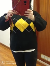 Jerséis de estilo coreano con estampado geométrico para otoño e invierno, jerséis de punto holgados de gran tamaño con cuello redondo, jersey de Mujer