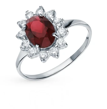 

Silver ring with cubic zirconia and Garnet sunlight sample 925