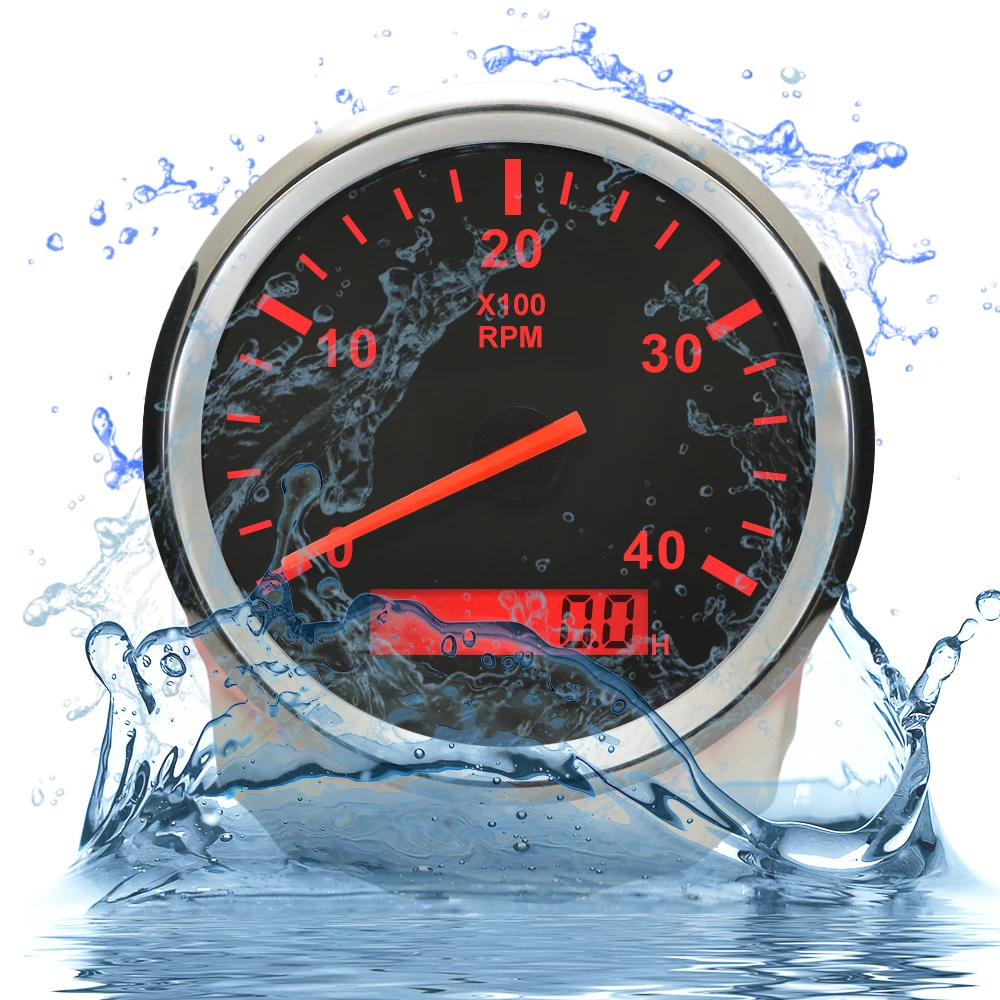 Universal Tachometer 85mm Car Boat Tacho Sensor Marine with Hourmeter 3000 4000 6000 8000 RPM Tachometer 12V/24V Red Backlight tachometer gauge engine tachometer tachometer meter