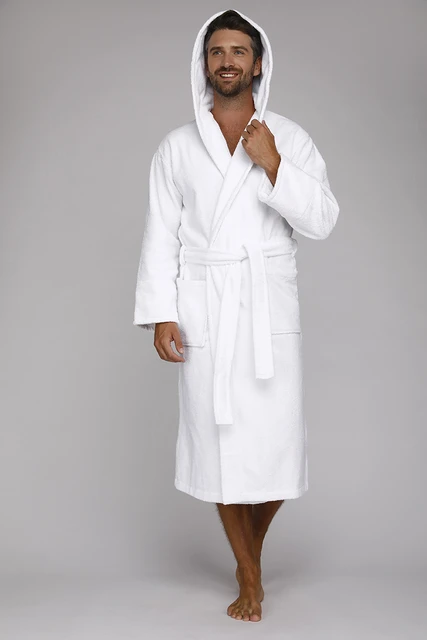 100% Cotton Waffle Weave White Men's Spa Bathrobe – towelnrobe