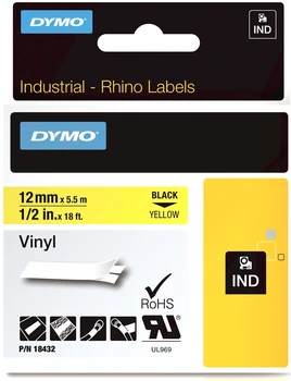 

Rhino colored vinyl labels, 12mm x 5.5 m yellow