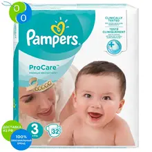 Подгузники Pampers ProCare Premium Protection Размер 3,( 5–9 кг), 32 шт