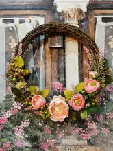 Hoop-Door Wreath Iron-Ring Hanging-Craft Easter Party-Decorations Bamboo/metal DIY 10-40cm