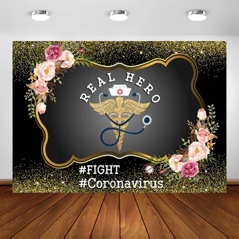 

Thank You Healthcare Workers Backdrop Nurse Appreciation 2020 Honk Frontline Worker Real Hero Party Caduceus Doctors Day Banner