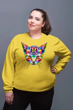 

Angemiel Wear Colorful Cat Yellow Women Sweatshirts