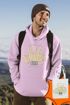 

Angemiel Wear Malibu Pink Male Hooded Sweatshirt Bags Kombin