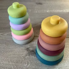 TYRY.HU-mordedor de silicona para bebé, mordedor educativo de arcoíris suave, bloques de apilamiento plegables 3D, juguetes libres de bisfenol A, 7/10 Uds.