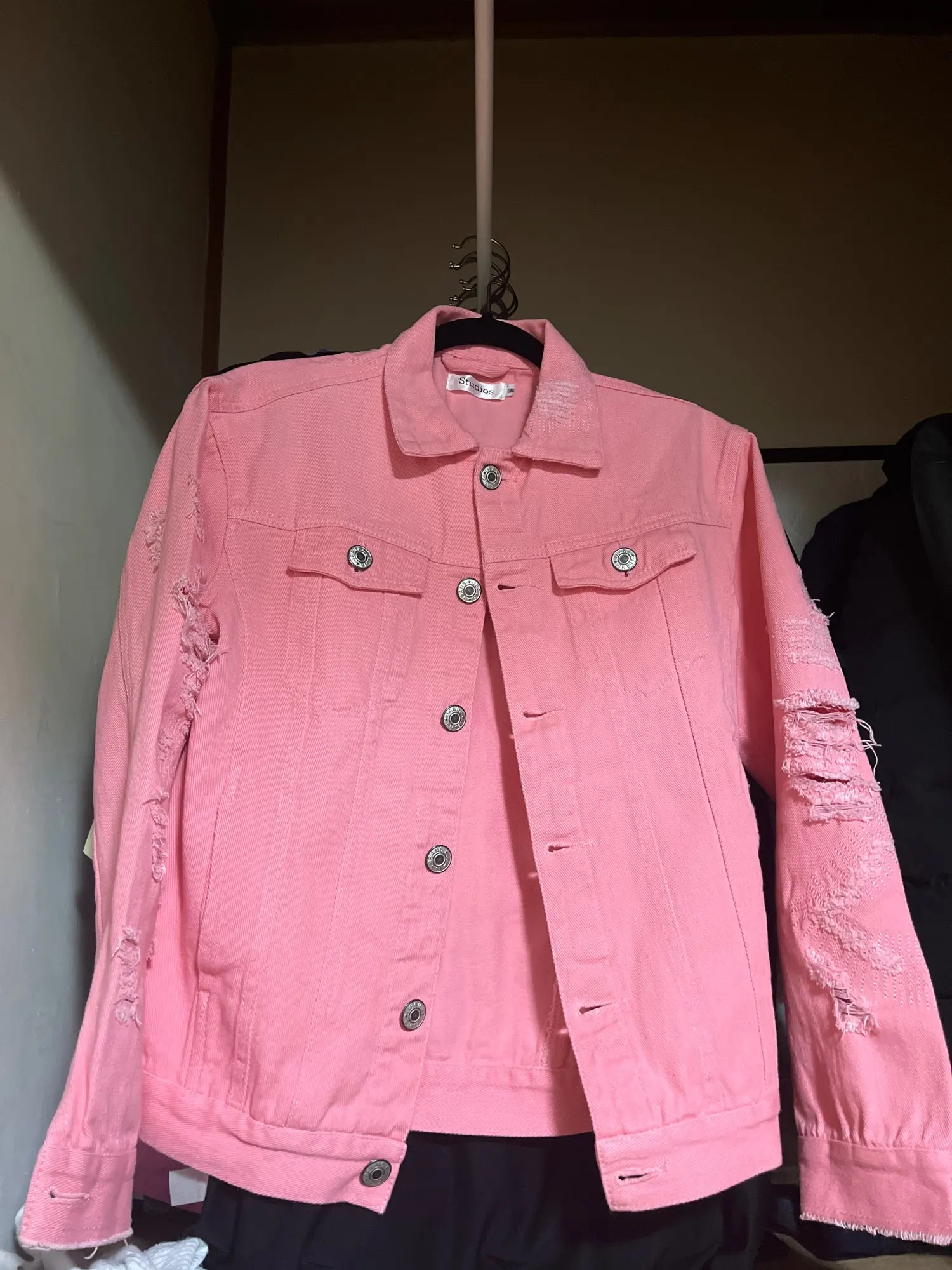 Ripped RED denim jacket slim fit cotton denim jackets – INFINIT STORE