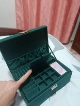 WE New-estuche de 3 capas con broche verde para mujer, organizador de joyería, anillo grande, collar, soporte de maquillaje, caja de joyería de terciopelo con cerradura