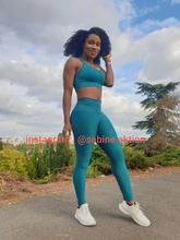 Conjunto de yoga con sujetador y mallas para mujer, sin costuras, pantalones de realce, ejercicio, acolchado, ropa deportiva para correr, 2 piezas