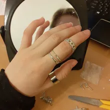 Traje de Hip Hop anillo para hombre estilo Punk mujeres accesorios para fiesta, joyería anillo personalidad Tres dedos unidos cadena anillo nueva tendencia