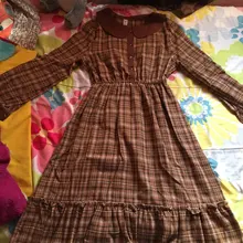Plaid Dress Peter-Pan-Collar Long-Sleeve Autumn-Style Mori-Girl Cute Kawaii Fashion Lady