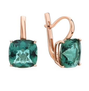 

Gold earrings with quartz sunlight sample 585