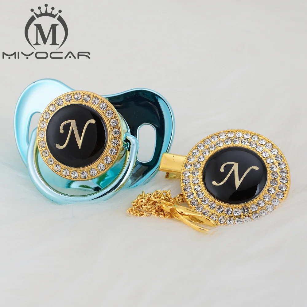 Миокар bling Стразы имя инициала буква N элегантная блестящая соска и зажим не