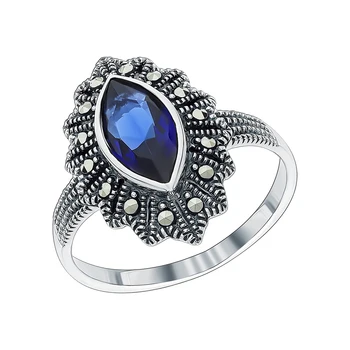 

Silver ring with marcasite and cubic zirconium sunlight sample 925
