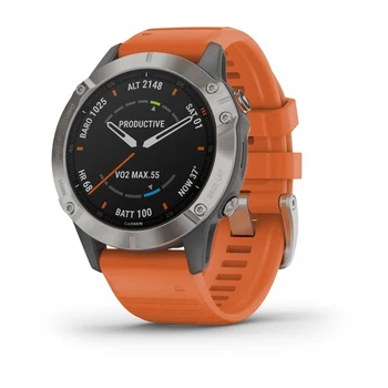 

Garmin fenix 6 Sapphire titanium grau-silber/orange