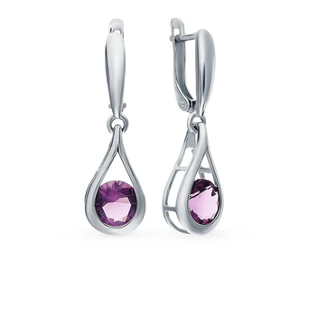 

Silver earrings with amethyst sunlight sample 925