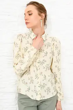 

Trend Alacati Style Women Floral Pattern Handle Wheel Woven Shirt DNZ-3172
