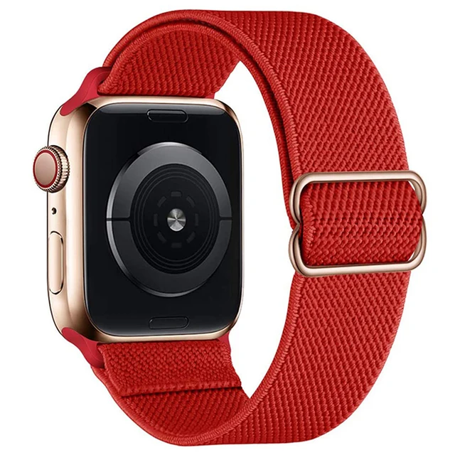 Scrunchie Strap For Apple watch band 44mm 40mm 38mm 42mm 41mm 44mm Nylon bracelet correa iWatch Serie 4 5 3 2 1 SE 6 7 45mm 41mm 5Red