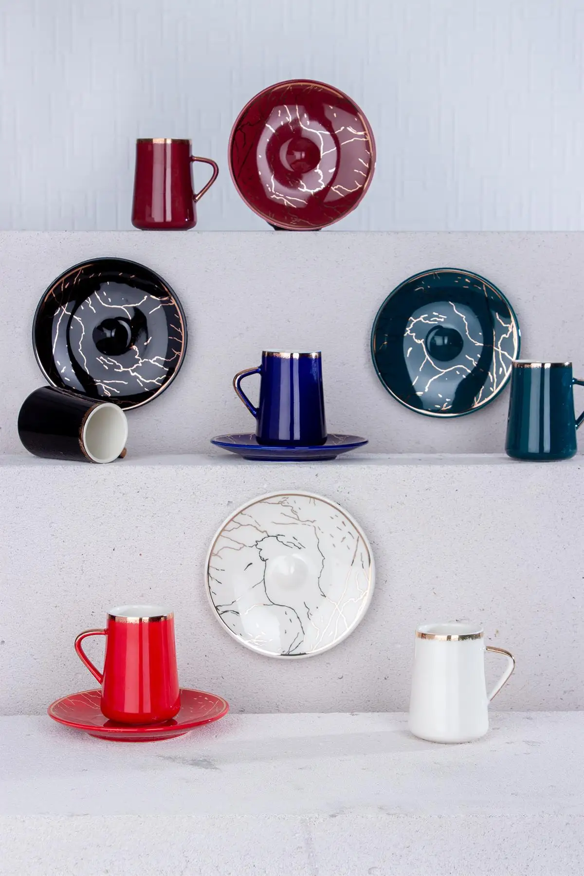 

Porcelain Red Coffee Cup Tea Set in Espresso Coffee Cup and Saucer Latte Cappuccino Coffee Cup Drinkware Home Gifft