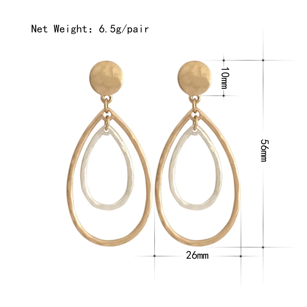 Retro Water Drop Shape Drop Earrings Gold and Silver Color Hollow Water Earrings For Women Casual jewelry Drop Earrings