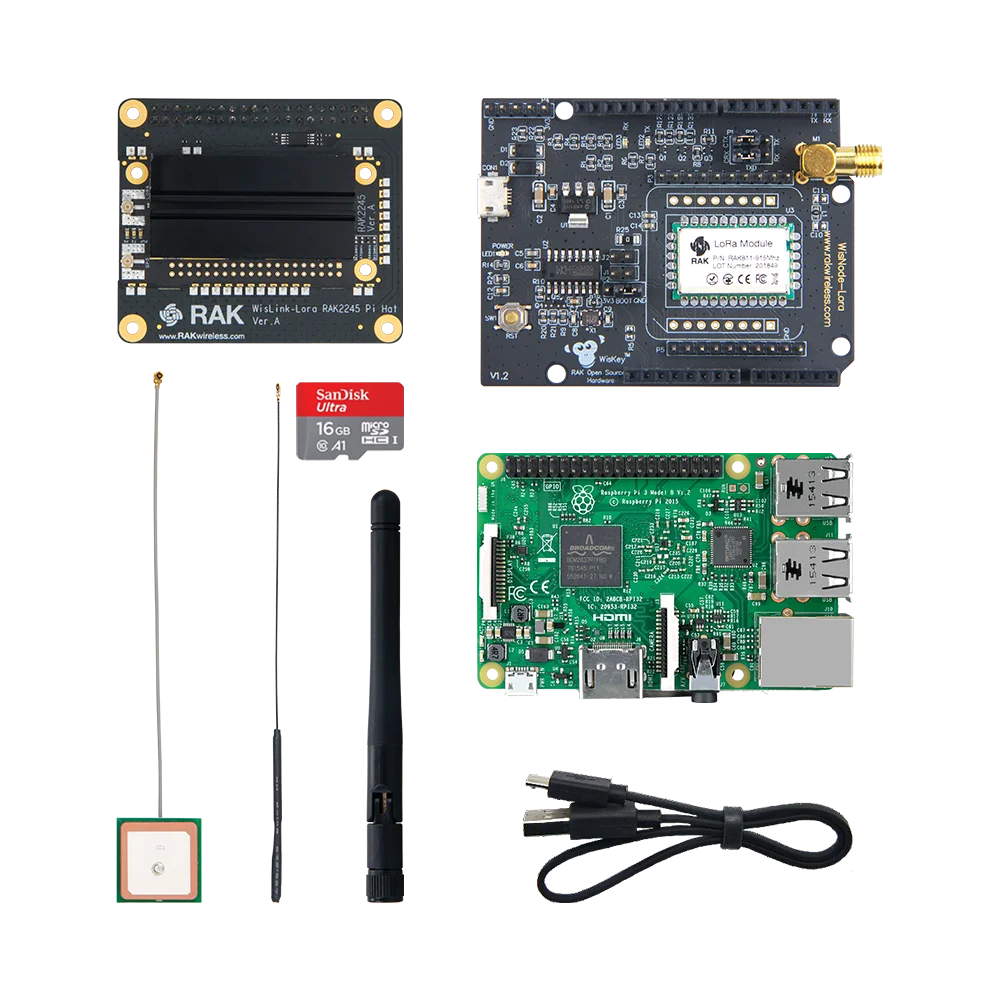 Набор для начинающих RAK | RAKwireless RAK2245 Pi HAT и Raspberry 3B + wisknot LoRa TF карта на 16