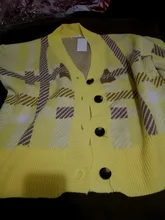 Sweaters Cardigans Checkered Plaid Colorfaith Korean Fashionable Women's Knitwears Buttons