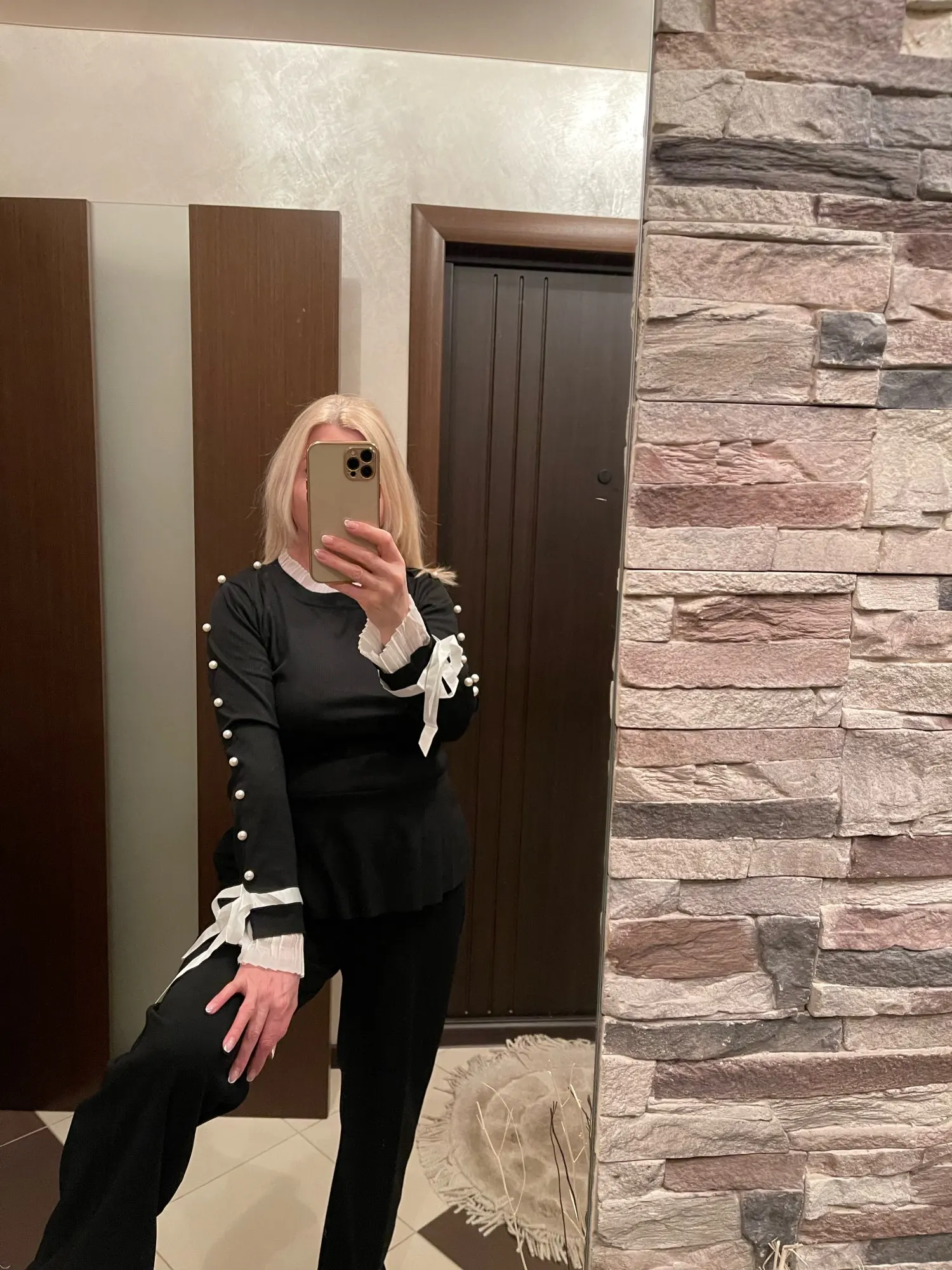 Bowknot buttoned bell cuff blouse Clearance