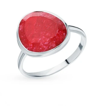 

Silver ring with corundum sunlight sample 925