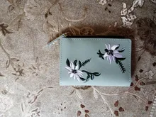 Billetera corta con estampado de flores para mujer, monedero pequeño con cremallera, tarjetero de cuero