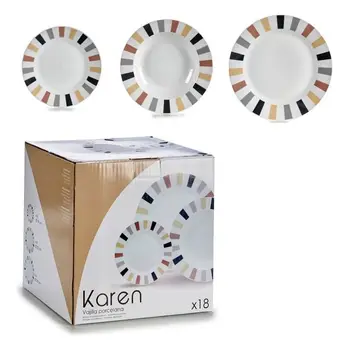 

Tableware Porcelain (25 x 25,5 x 22 cm) Brown 18 pcs