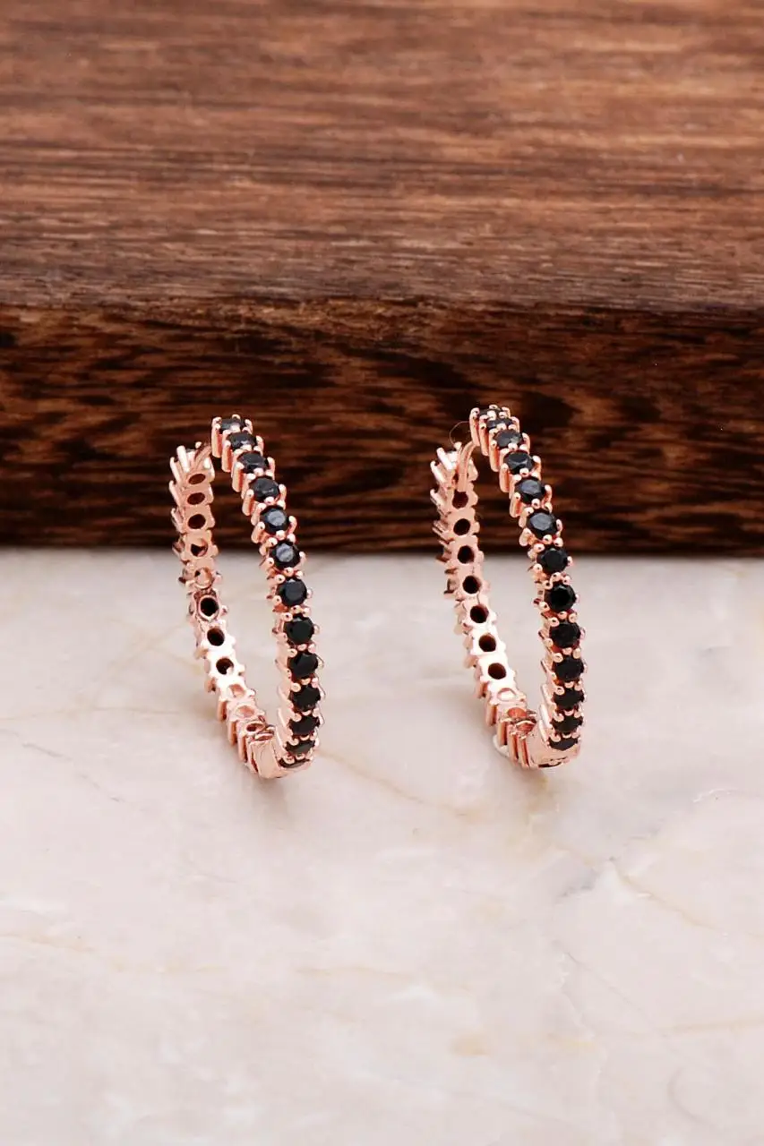 

Tamtur Zircon Medium Rose Silver Earring 4726 High Quality Hand Made Original Filigree Silver Jewellery Gift for Women
