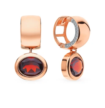 

Gold earrings with cubic zirconia and Garnet sunlight sample 585