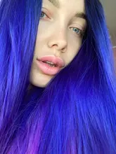 Wignee-Peluca de cabello sintético largo y liso para mujer, pelo de color púrpura ombré, parte media, fibra resistente al calor, para fiesta, paquete diario