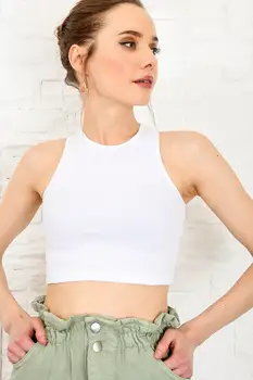 

Trend Alacati Style Women Ribbed Crop Top Blouse ALC-X3957