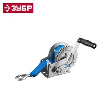 43115-0.5 Лебедка ручная барабанная ЗУБР "ПРОФЕССИОНАЛ", тяговая, ленточная, 0,5т, 8м