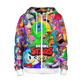 

Children's sweatshirt 3D with zipper Brawl Stars Leon